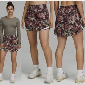 Lululemon Hotty hot black floral high rise skirt